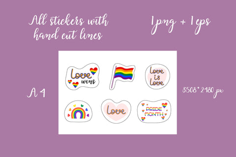 Love is Love PNG Printable Stickers Set | Pride Month EPS vector Sublimation AnnaViolet_store 