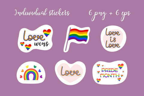 Love is Love PNG Printable Stickers Set | Pride Month EPS vector Sublimation AnnaViolet_store 