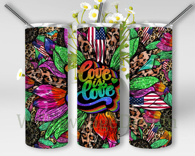 Love Is Love Rainbow Tumbler Template, Sunflower Leopard Tumbler Wrap, LGBTQ Pride Tumbler Design, Gay Pride Tumbler Png, Digital Download Sublimation WillowSageDesign 