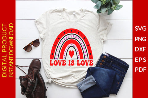 Love Is Love Rainbow Valentine's Day SVG PNG EPS Cut File SVG Creativedesigntee 