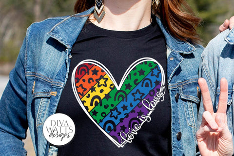 Love Is Love SVG | Leopard Print Rainbow Heart Design for Valentine's Day SVG Diva Watts Designs 