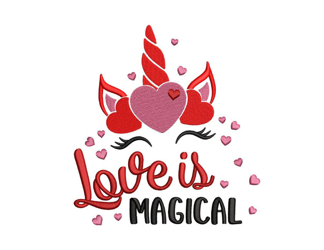 Love is Magical Unicorn Embroidery Design, Valentine's Day Unicorn Embroidery File, 4 sizes, Instant Download Embroidery/Applique DESIGNS Nino Nadaraia 