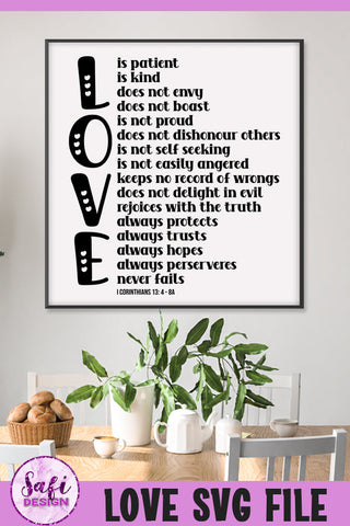 Love is Patient SVG -1 Corinthians 13 -Bible Verse Cut File SVG Safi Design 
