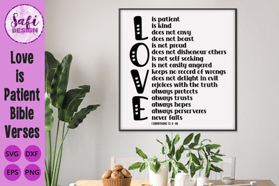 Love is Patient SVG -1 Corinthians 13 -Bible Verse Cut File SVG Safi Design 