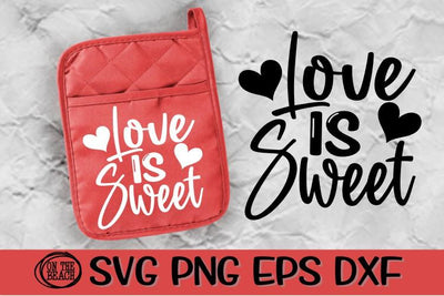 Love Is Sweet - Heart - Pot Holder-Valentine SVG PNG DXF EPS SVG On the Beach Boutique 