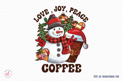 Love Joy Peace & Coffee PNG Sublimation Sublimation CraftLabSVG 
