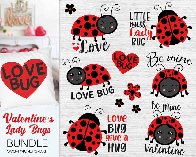 Love Lady Bugs, Valentine's Lady Bug Svg Bundle SVG SvgMonkeys 