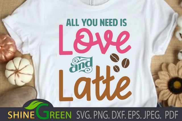 Love Latte Coffee Lovers SVG - Valentine Couple SVG Shine Green Art 