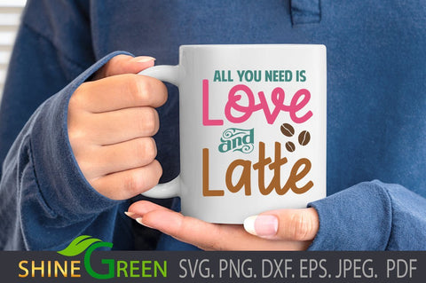 Love Latte Coffee Lovers SVG - Valentine Couple SVG Shine Green Art 
