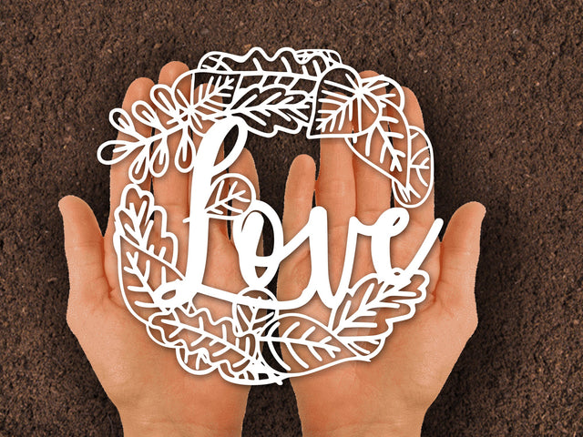 Love Leaf Wreath Paper cut SVG Johan Ru designs 