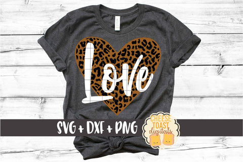 Love Leopard Print Heart - Valentine's Day SVG PNG DXF Cut Files SVG Cheese Toast Digitals 