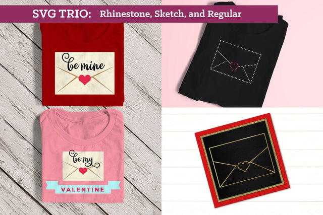 Love Letter Valentine's Day SVG TRIO Including Sketch and Rhinestone Versions SVG Designed by Geeks 