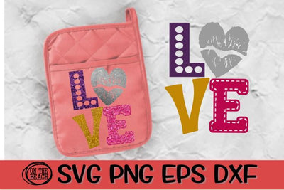 Love - Lips - Heart - Pot Holder - Valentine SVG PNG DXF EPS SVG On the Beach Boutique 