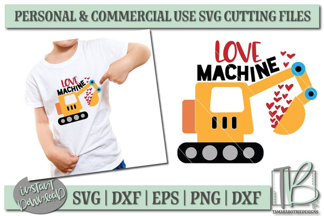 Love Machine SVG File, Excavator Kid's Valentine's SVG Cut File SVG TB Designs 
