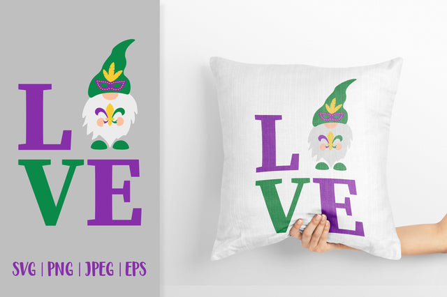 Love Mardi Gras. Gnome holding Fleur de lys SVG LaBelezoka 