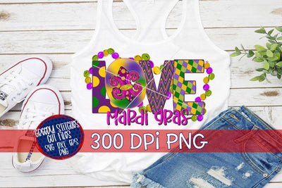 Love Mardi Gras PNG for Sublimation Sublimation Greedy Stitches 