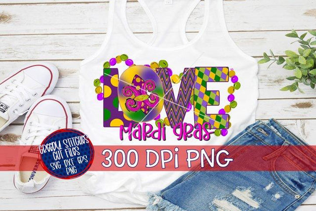 Love Mardi Gras PNG for Sublimation Sublimation Greedy Stitches 