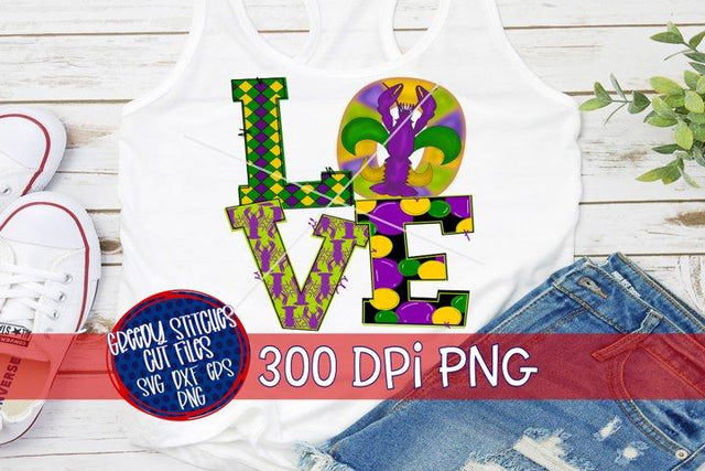 Love Mardi Gras PNG for Sublimation Sublimation Greedy Stitches 