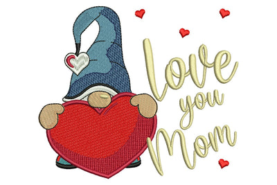 Love Mom Embroidery Design, Mothers Day Embroidery designs, Gnome Machine Embroidery File, Embroidery/Applique DESIGNS NextEmbroidery 