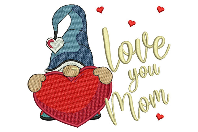 Love Mom Embroidery Design, Mothers Day Embroidery designs, Gnome Machine Embroidery File, Embroidery/Applique DESIGNS NextEmbroidery 
