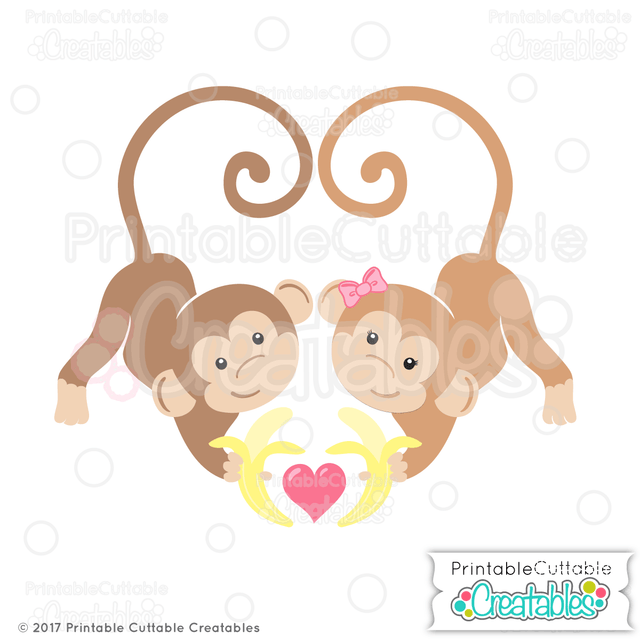 Love Monkeys SVG Printable Cuttable Creatables 