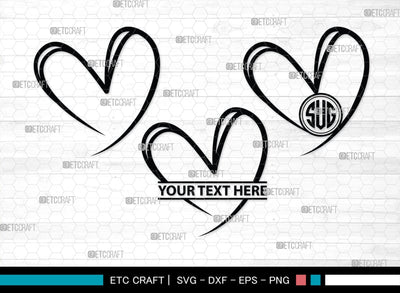 Love Monogram, Love Silhouette, Hand Drawn Love SVG, Heart Svg, Open Heart Svg, Sketch Heart Svg, Hand Drawn Svg, SB00475 SVG ETC Craft 
