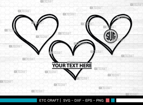 Love Monogram, Love Silhouette, Hand Drawn Love SVG, Heart Svg, Open Heart Svg, Sketch Heart Svg, Hand Drawn Svg, SB00475 SVG ETC Craft 