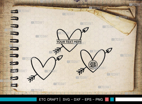 Love Monogram, Love Silhouette, Hand Drawn Love SVG, Heart Svg, Open Heart Svg, Sketch Heart Svg, Hand Drawn Svg, SB00475 SVG ETC Craft 