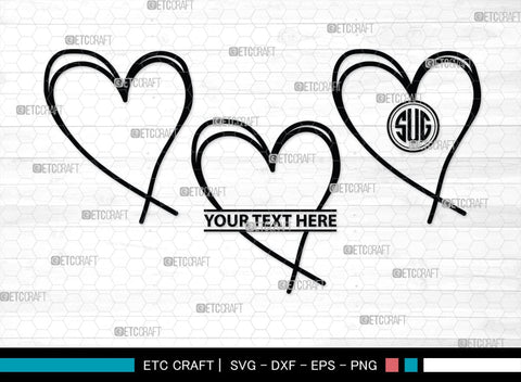 Love Monogram, Love Silhouette, Hand Drawn Love SVG, Heart Svg, Open Heart Svg, Sketch Heart Svg, Hand Drawn Svg, SB00475 SVG ETC Craft 