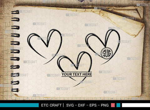 Love Monogram, Love Silhouette, Hand Drawn Love SVG, Heart Svg, Open Heart Svg, Sketch Heart Svg, Hand Drawn Svg, SB00475 SVG ETC Craft 