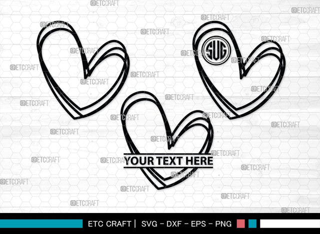 Love Monogram, Love Silhouette, Hand Drawn Love SVG, Heart Svg, Open Heart Svg, Sketch Heart Svg, Hand Drawn Svg, SB00475 SVG ETC Craft 