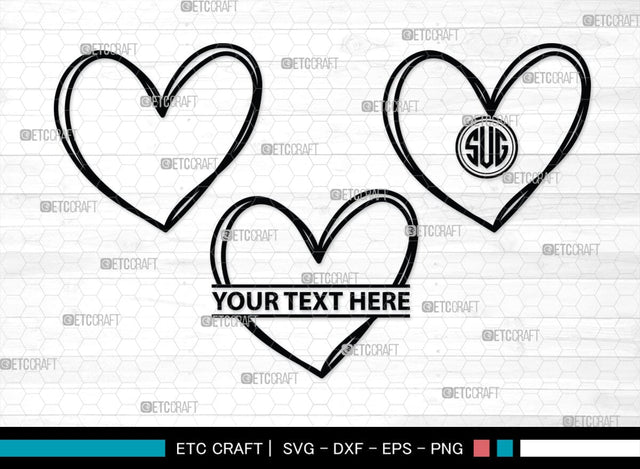 Love Monogram, Love Silhouette, Hand Drawn Love SVG, Heart Svg, Open Heart Svg, Sketch Heart Svg, Hand Drawn Svg, SB00475 SVG ETC Craft 