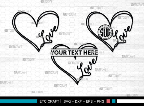 Love Monogram, Love Silhouette, Hand Drawn Love SVG, Heart Svg, Open Heart Svg, Sketch Heart Svg, Hand Drawn Svg, SB00475 SVG ETC Craft 