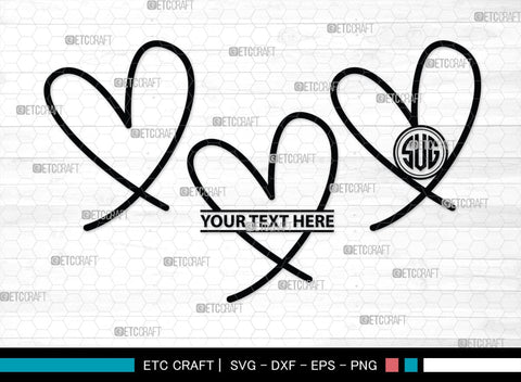 Love Monogram, Love Silhouette, Hand Drawn Love SVG, Heart Svg, Open Heart Svg, Sketch Heart Svg, Hand Drawn Svg, SB00475 SVG ETC Craft 