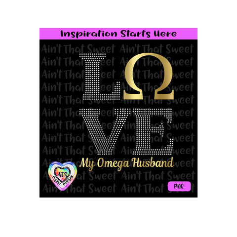 Love My Omega Husband | Omega Symbol | Love in Dotted Pattern - Transparent PNG SVG DXF - Silhouette, Cricut, ScanNCut SVG Aint That Sweet 