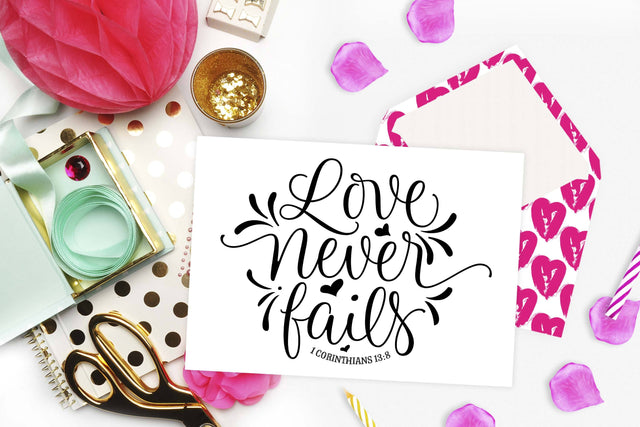 Love never fails | 1 Corinthians 13:8 | Bible verse cut file SVG TheBlackCatPrints 