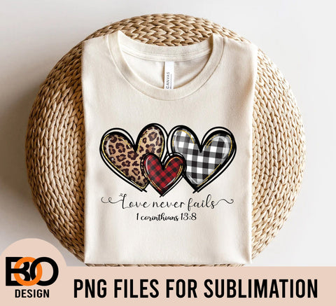Love Never Fails I Corintians 13:8 Png, Happy Valentine's Day Png, Xoxo, Valentine Png, Heart Png, INSTANT DOWNLOAD, Sublimation Design Sublimation BOO-design 