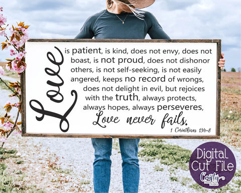 Love Never Fails - Love Is Patient Love Is Kind - Love Svg - 1 Corinthians SVG Crafty Mama Studios 