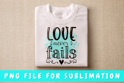 Love Never Fails PNG, Christian Design For Sublimation Sublimation HappyDesignStudio 