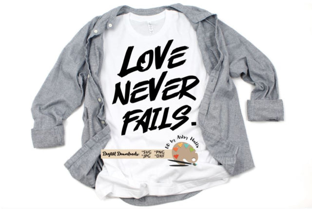 Love Never Fails svg dxf file - Christian quote - Valentine's Day quote - Classroom wall decal SVG The Artsy Spot 