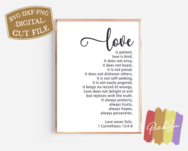 Love Never Fails SVG Files, Christian Svg, 1 Corinthians 13, Love is Patient, Commercial Use, Cricut, Silhouette, Digital Cut Files, DXF PNG (1316520031) SVG PinkZou 