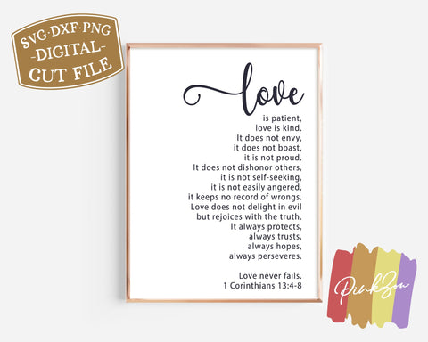 Love Never Fails SVG Files, Christian Svg, 1 Corinthians 13, Love is Patient, Commercial Use, Cricut, Silhouette, Digital Cut Files, DXF PNG (1316520031) SVG PinkZou 