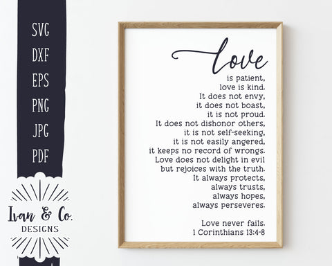 Love Never Fails SVG Files | Christian Svg | 1 Corinthians 13 Svg | Love is Patient Svg | Commercial Use | Digital Cut Files | JPG DXF PNG (1301821724) SVG Ivan & Co. Designs 