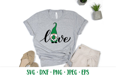 Love Patricks Day hand lettered design with gnome SVG SVG LaBelezoka 