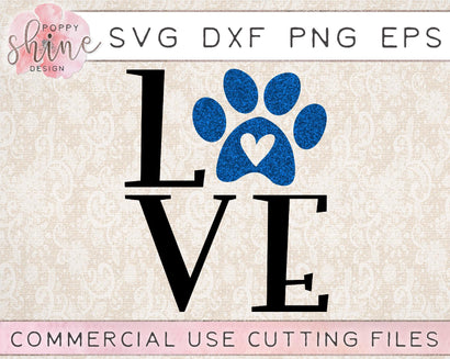 Love Paw Print SVG Poppy Shine Design 