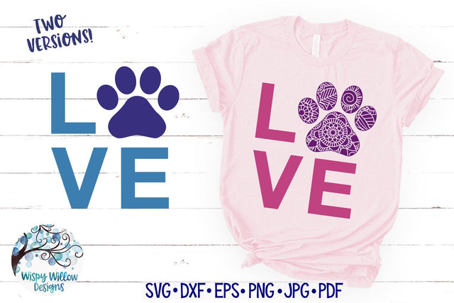 Love Paw Print SVG SVG Wispy Willow Designs 