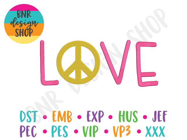 Love Peace Sign Machine Embroidery Design Embroidery/Applique DESIGNS BNRDesignShop 