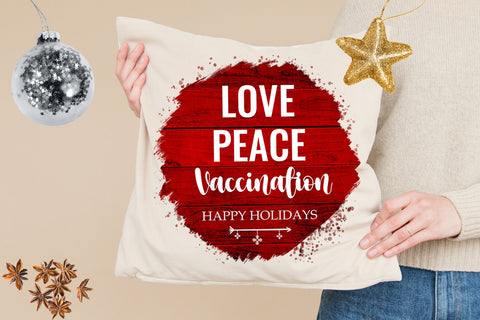 Love Peace Vaccination-Christmas Ornament Sublimation PNG Sublimation Happy Printables Club 