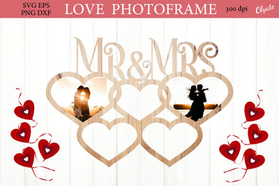 Love Photoframe for Laser Cutting. Mr and Mrs SVG SVG Olga Terlyanskaya 