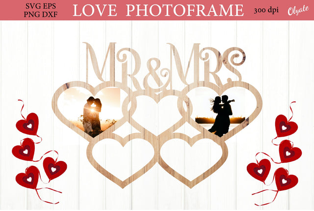 Love Photoframe for Laser Cutting. Mr and Mrs SVG SVG Olga Terlyanskaya 